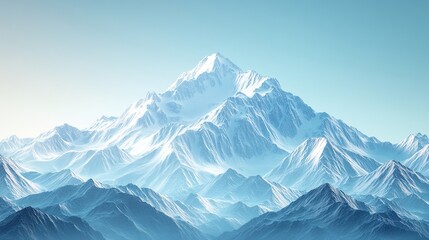 Fototapeta premium Stunning snowy mountain heights under a clear blue sky with drifting clouds wallpaper