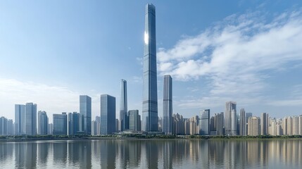 Obraz premium The modern skyscrapers of Guangzhou, China, create a stunning skyline.