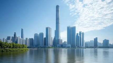 Obraz premium The modern skyscrapers of Guangzhou, China, create a stunning skyline.