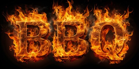 Fototapeta premium Fiery BBQ Letters, Embers, Smoke, Heat , BBQ , grilling , fire
