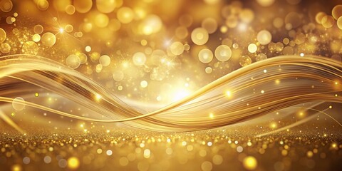 Obraz premium Golden Abstract Waves with Bokeh Background, abstract, background, design