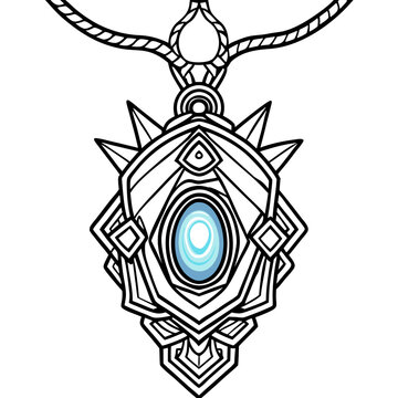 black and white pendant necklace design clip art preview