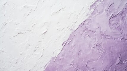 Obraz premium Textured wall featuring a split design of white and light purple plaster finishes in a minimalist setting