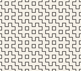 Sashiko-inspired geometric black and white seamless vector pattern. Stylish monochrome background design in Japanese style.
