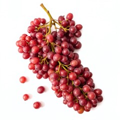 Fototapeta premium Fresh bunch of red grapes on a white background, showcasing their natural color and juiciness after harvesting