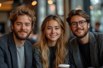 Startup Team Brainstorming Over Coffee in a Modern Office: Innovative Ideas and Collaboration