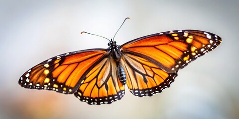Fototapeta premium Monarch Butterfly in Flight, Close-Up, Wings, Nature, Insect, Butterfly