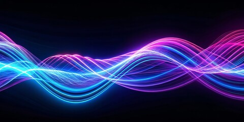 Neon Blue and Purple Waves Abstract Background, abstract, neon, background