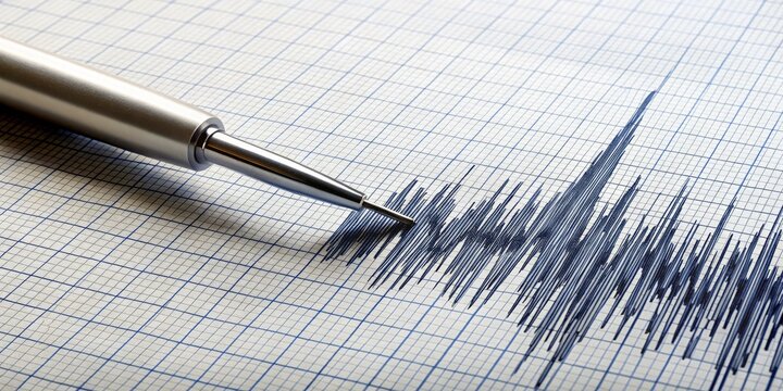 Seismograph Recording with Pen on Graph Paper, earthquake , seismology , geology
