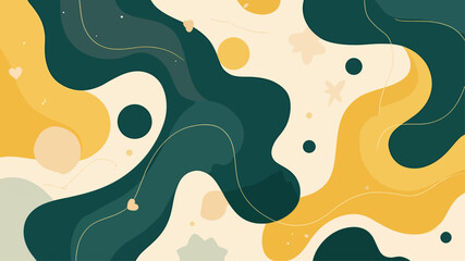Abstract Organic Shapes in Green and Yellow