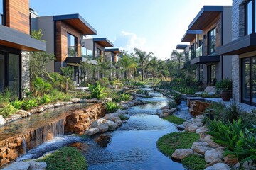 Eco-Friendly Community: Energy-Efficient Homes, Lush Green Spaces, and Sustainable Living Solution