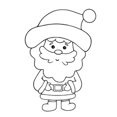 Line sketch, coloring cute Santa Claus, Santa Claus. Vector graphics.