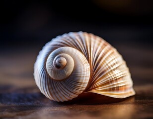 Isolated seashell with depth of field capturing natural patterns and oceanic beauty