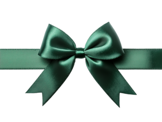A beautiful green satin ribbon bow is tied neatly on a ribbon, perfect for decorating gifts or adding charm to festivities and celebrations