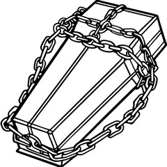 Chained Coffin Outline Vector Symbol of Entrapment