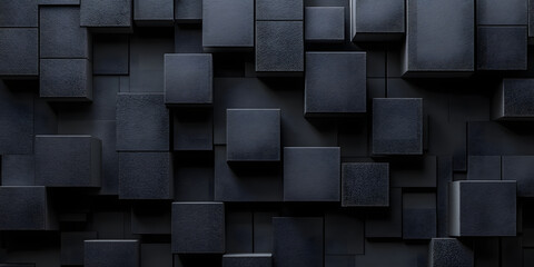 abstract geometric background from black cubes. minimalistic design. cubes at different levels. matte texture
