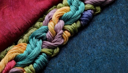 Abstract background with embroidered cloth, macro