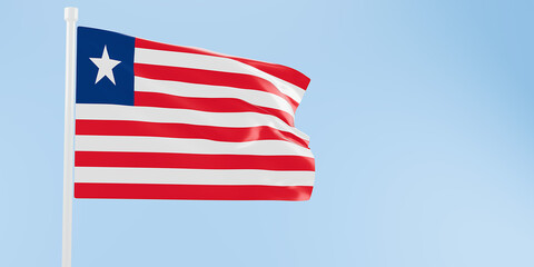 Liberia flag of silk-3D illustration. 3d render.