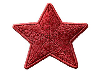 This red embroidered star patch features a five-pointed star design, commonly used on military uniforms or as a decorative emblem during commemorations and events