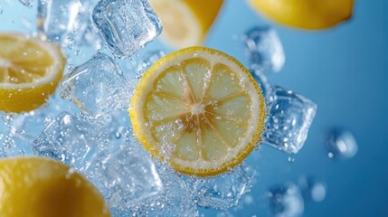 Vibrant Lemon and Ice in Freefall