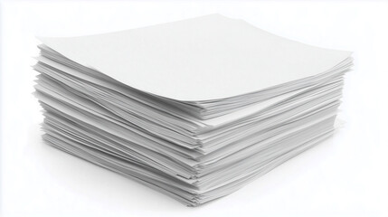 one single A4 paper pile stack isolated on white background
