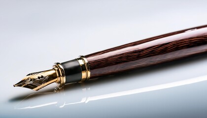 Isolated classic fountain pen with depth of field showcasing nib detail and sleek design