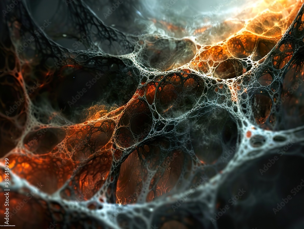 Fototapete abstract fractal pattern: a network of organic structures