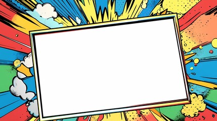 White Frame Surrounded by a Colorful Comic Book Explosion