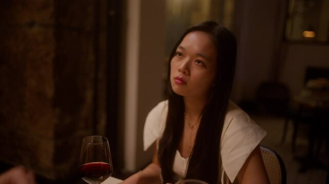 Woman Having An Argument With Man During Dinner