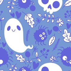 Halloween ghost seamless cartoon pattern for wrapping paper and fabrics