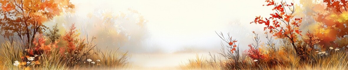 Obraz premium A whimsical autumn landscape illustration with bold shapes. 