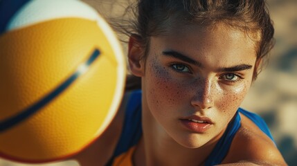 Athlete in Sports Gear with Volleyball