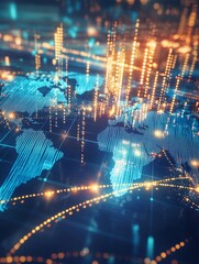 Fototapeta premium Planet earth glowing digital data visualisation futuristic technology