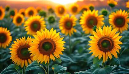 Vibrant sunflowers blooming in the sunshine, natural beauty captured.