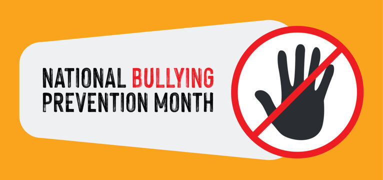 National bullying prevention month concept design . October is national bully awareness month. Vector template for banner, greeting card, poster with background. 