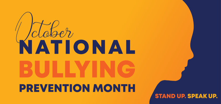 National bullying prevention month concept design . October is national bully awareness month. Vector template for banner, greeting card, poster with background. 