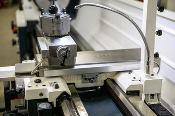 Lathe machine for working iron close-up of parts