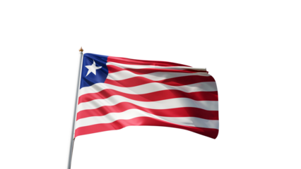 flag of liberia on a transparent background, waving in the wind, national symbol of liberia, african country, tall flagpole, no background, transparent png