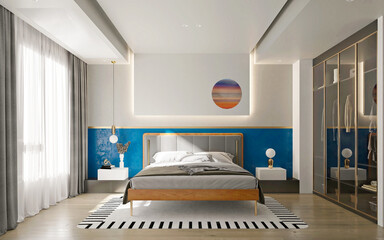 3d render of luxury hotel room