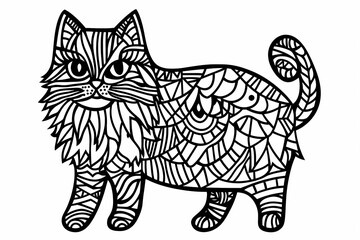  Adorable cat coloring page for children, perfect for creative stock illustrations.