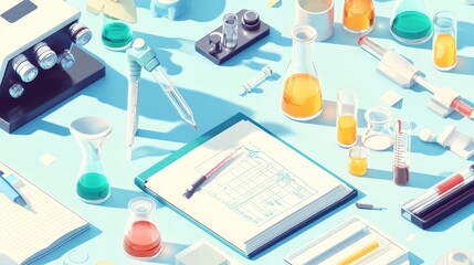 Laboratory Workspace with Scientific Equipment and Supplies