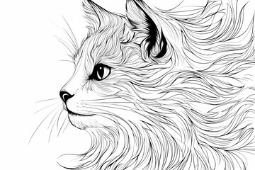  Adorable cat coloring page for children, perfect for creative stock illustrations.