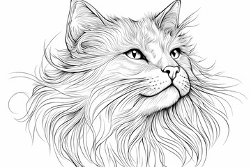  Adorable cat coloring page for children, perfect for creative stock illustrations.