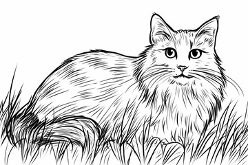  Adorable cat coloring page for children, perfect for creative stock illustrations.