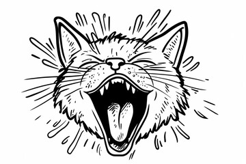  Adorable cat coloring page for children, perfect for creative stock illustrations.