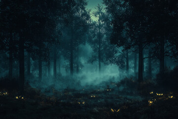 Obraz premium Enchanted Forest: Spooky Halloween Night