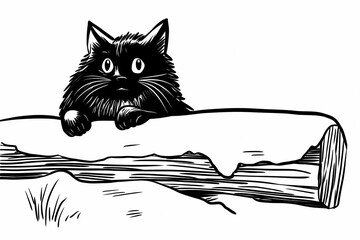  Adorable cat coloring page for children, perfect for creative stock illustrations.