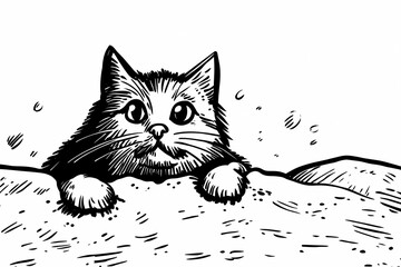Obraz premium Adorable cat coloring page for children, perfect for creative stock illustrations.