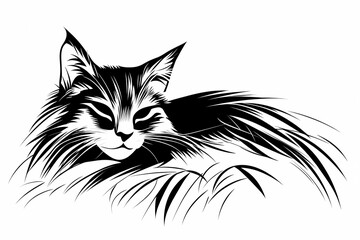 Obraz premium Adorable cat coloring page for children, perfect for creative stock illustrations.