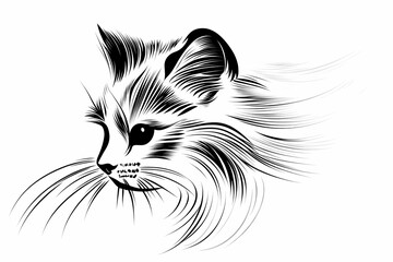 Obraz premium Adorable cat coloring page for children, perfect for creative stock illustrations.